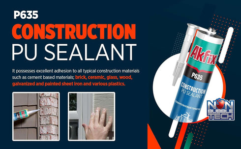 Akfix P635 Construction Sealant, 10.4 oz, Gray, Waterproof and Fast Curing for Concrete and Wood