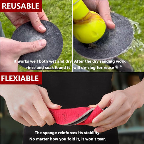 18Pcs 5 Inch 180-3000 Hook and Loop Sanding Sponge Discs Grit Wet Dry Sanding Pads, Foam Sandpaper for Random Orbital