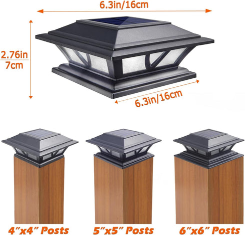 SIEDiNLAR Solar Post Lights Outdoor - 2 Modes LED Deck Fence Cap Light for 4x4 5x5 6x6 Posts