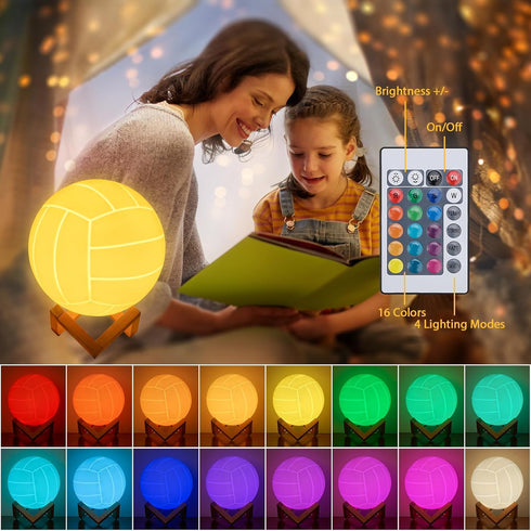 16 (7.1 inches) Volleyball Night Light, Volleyball Lamp Light for Kids Room with Remote Control Colors Changing Sport