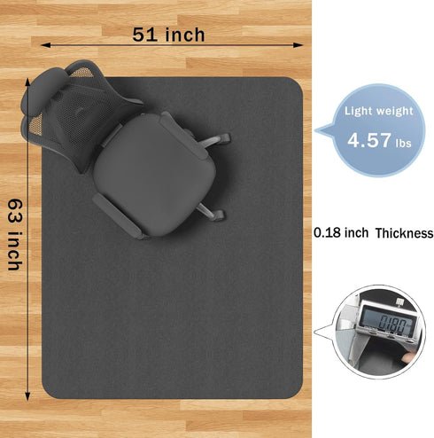 Office Chair Mat 30"x55" for Hard Floors, Heavy Duty Slip Resistant Under Desk Mat for Hardwood