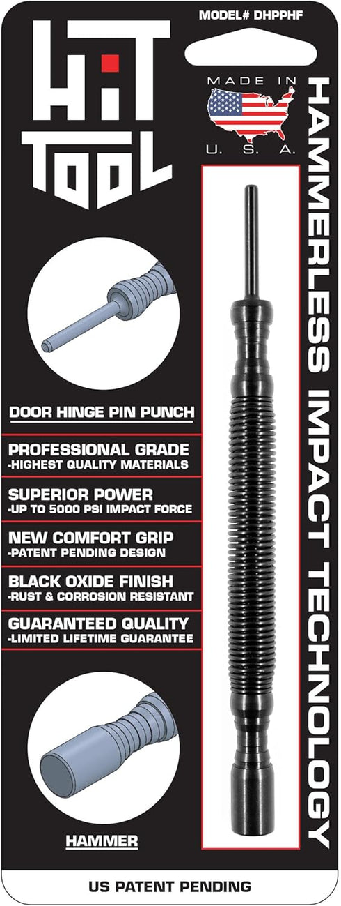 Door Hinge Pin Removal Tool Spring Driven Remover with Steel Faced Hammer Punch Set.