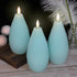 3Pack Blue Ribbed Flameless Candles with Remote Flickering Realistic Battery Powered LED Real Wax Decorative Candle