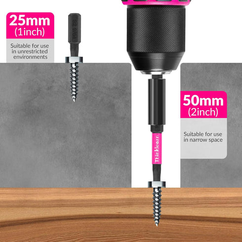Pink Hex Head Allen Wrench Drill Bit Set, 20pcs (Metric&SAE), 1/4” Hex-Shank S2 Steel with Quick-Change Adapter