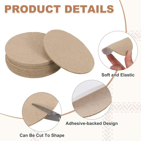 12Pcs 4.5 Inch 2mm uxcell Lamp Base Felt, Dia Thick Adhesive Round Soft Felt Furniture Pads, Non-Slip Anti-Scratch