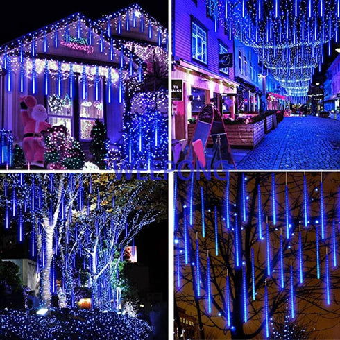 12 Inch 8 Weepong Meteor Shower Lights Outdoor Christmas Lights UL Certified Falling Rain Drop Snowfall Icicle