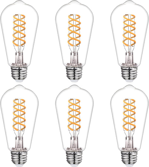 BORT Dimmable LED Edison Bulbs, 6W Equivalent to 60W, E26 2700K Vintage Light Bulbs, 6 Pack