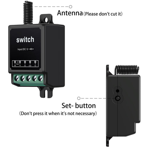 12V 328ft 10A Remote Control Switch Mini Wireless Remote Switch Dry Contact Remote Control Relay Switch Long Range
