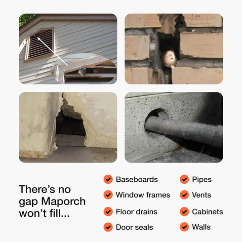 MaPorch Stainless Steel Wool Mouse Hole Filler, 2-Pack, 3.2 in x 7.5 ft, Flexible Rodent Defense with Gloves & Scissors