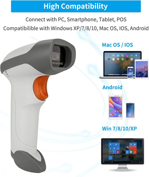 NetumScan Bluetooth Barcode Scanner, 3 in 1 Wireless Handheld USB CCD Reader for Store, Warehouse, POS