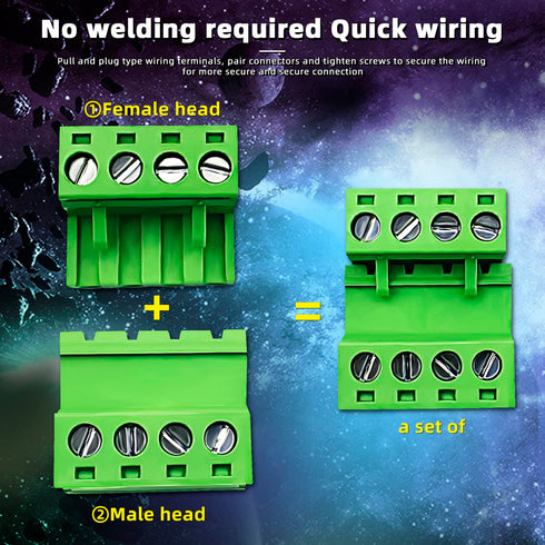15 Pcs 4 Pin PCB Mount Screw Terminal Block Connector with 15 Pairs 5.08mm Pitch Screw Plugs