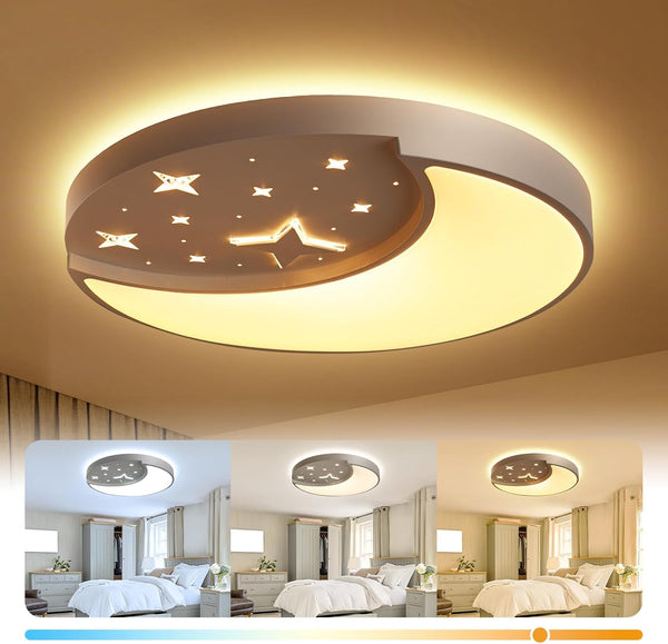 FAYOTAT 12 Inch Flush Mount Ceiling Light, Moon & Star Kids Bedroom Ceiling