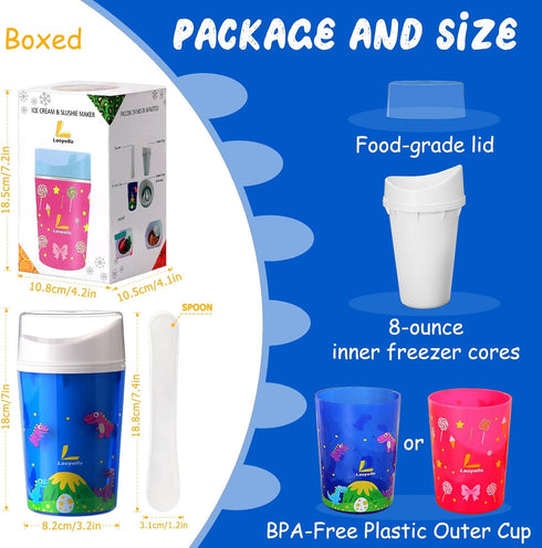 Laoyello Frozen Frozen Ice Cream Maker Mug,Slush Shake Slushie Cup,Ice Cream Machine DIY Magic Quick Smoothies Cups