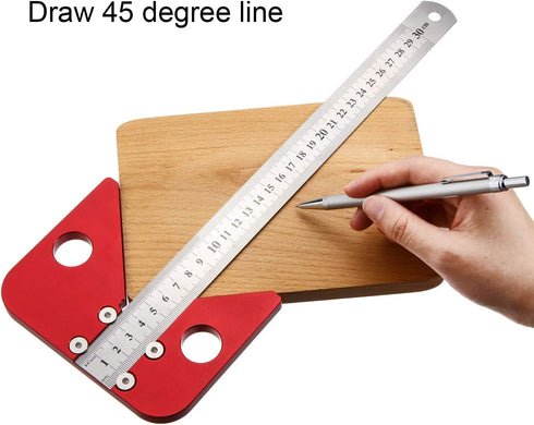Aluminum Alloy Square Center Scribe Center Finder Line Gauge Carpenter Ruler Woodworking Measuring Tool