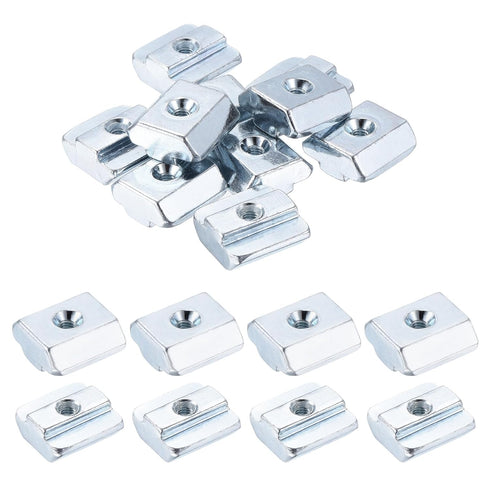uxcell 10Pcs M4 T Nut Tee Sliding Slot Nuts, Nickel Plated Fastener for Aluminum Extrusion Profile 4040 Series