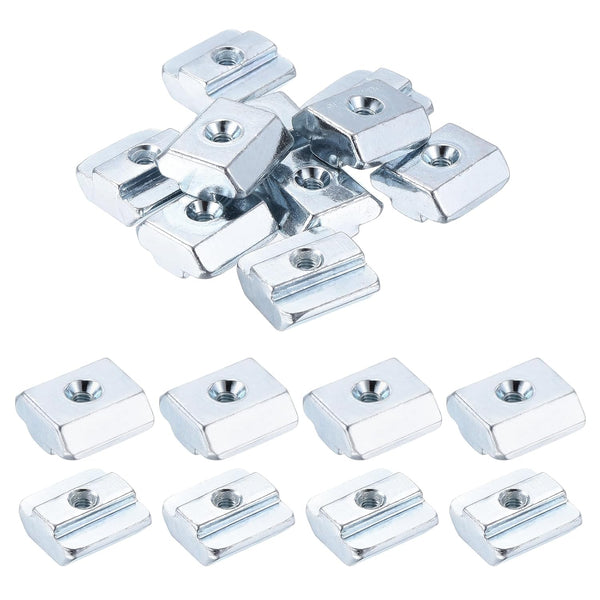 uxcell 10Pcs M4 T Nut Tee Sliding Slot Nuts, Nickel Plated Fastener for Aluminum Extrusion Profile 4040 Series