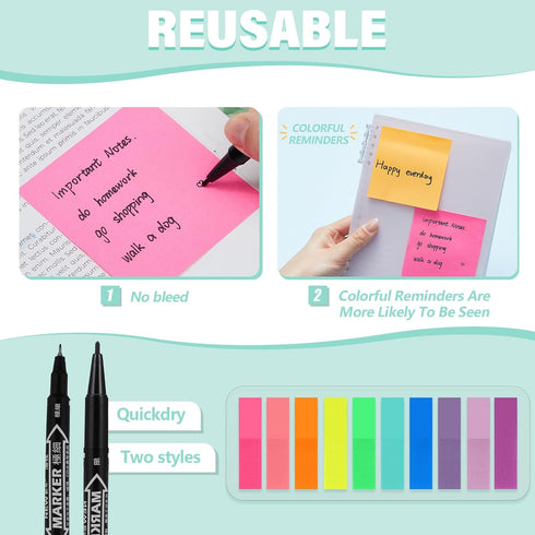 Jutom 29 Pcs Book Annotation Kit, Aesthetic Highlighters, Gel Pens Set, Sticky Notes, Tabs, Markers, Rainbow