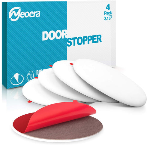 Neoera Door Stopper Wall Protector (4 Pack) - 3.15" Rubber Door Handle Bumper with Self Adhesive Sticker