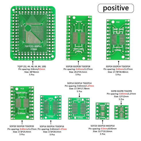 40pcs PCB Proto Boards SMD to DIP Adapter Plate Converter for TQFP (32 44 48 64 84 100) SOP SSOP TSSOP