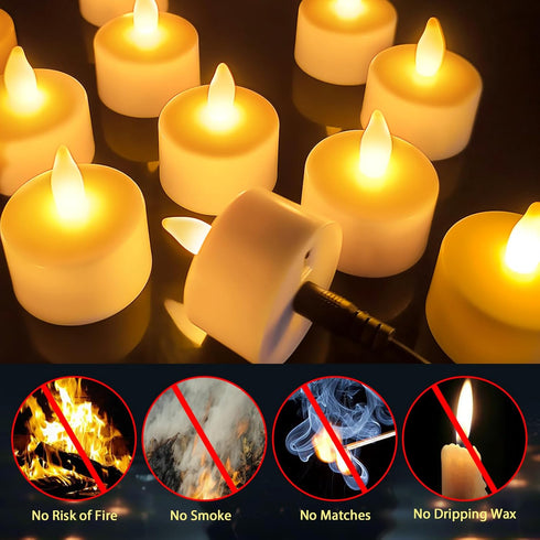 6pcs 50+Hours HL Rechargeable Battery Candles with Remote Timer, Rechargeable Tea Lights Candle, LED Votive Tea Lights