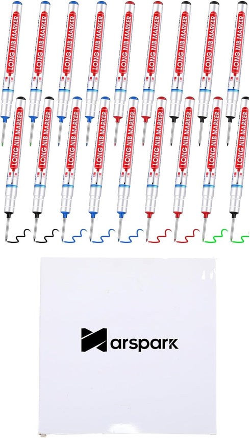 Multi-purpose Deep Hole Marker Pens, Long Nosed Marker for Woodworking, 12 Pieces