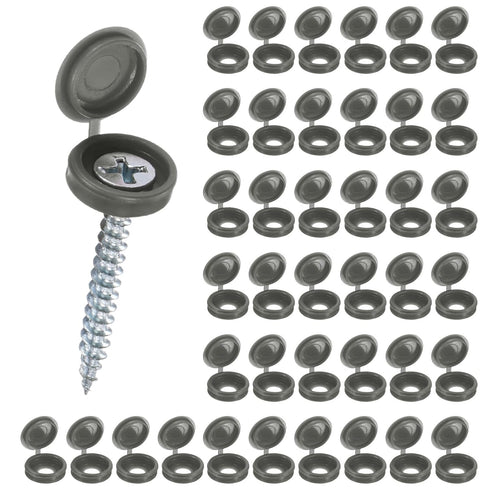 M METERXITY 200-Pack Plastic Hinged Screw Cover Caps, 5mm Shutter Screws with Caps, Fold