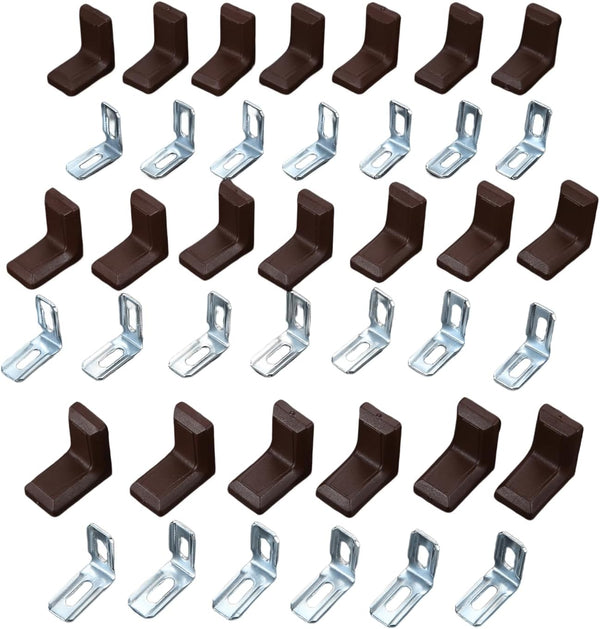 dophee 20Pcs 90 Degrees L Shape Metal Corner Brackets with Plastic Cover