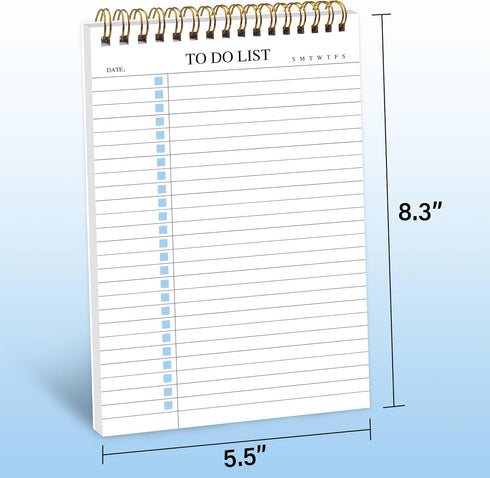 KAICN To Do List Notepad, Undated Daily Planner with Checklist, Spiral Waterproof Notepad for Office Supplies, School