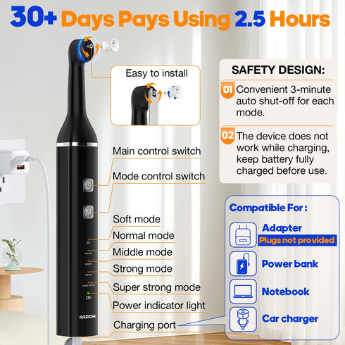RRZIOM 5 5 Tooth Polisher, Rechargeable Teeth Polisher for Teeth Whitening and Cleaning Kit, Waterproof Tooth Polish
