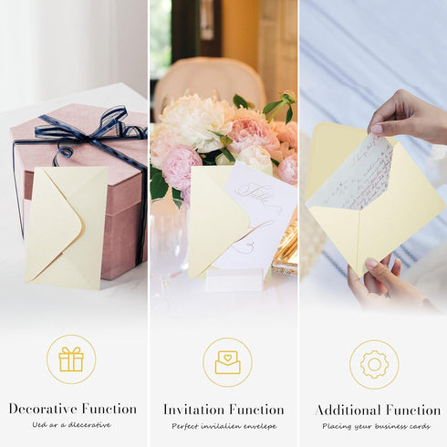 Goefun Wedding Invitation Envelopes 5x7-100 PCS Cream Shimmer A7 Euro Flap for RSVP, Anniversaries, Greeting Cards