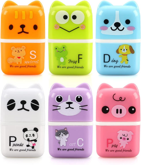 Tamaki 6 Pack Cute Erasers for Kids, Pencil Rubber Eraser with Cover and Roller for Party Favors Gift Supplies (Model B)