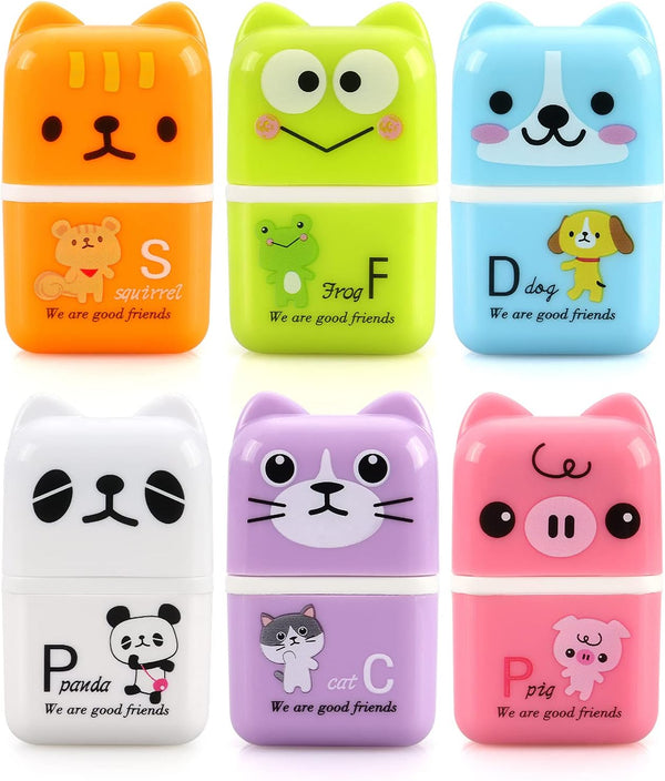 Tamaki 6 Pack Cute Erasers for Kids, Pencil Rubber Eraser with Cover and Roller for Party Favors Gift Supplies (Model B)