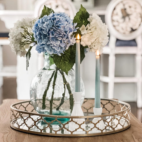 9 Inch, 4 Pack LampLust Flameless Taper Candles with Remote, Pastel Blue Candlesticks, LED Flickering Flameless Candles