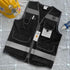 TCCFCCT Black Safety Vest for Men Women, Large, 9 Pockets, High Visibility, Reflective, Meets ANSI/ISEA Standards