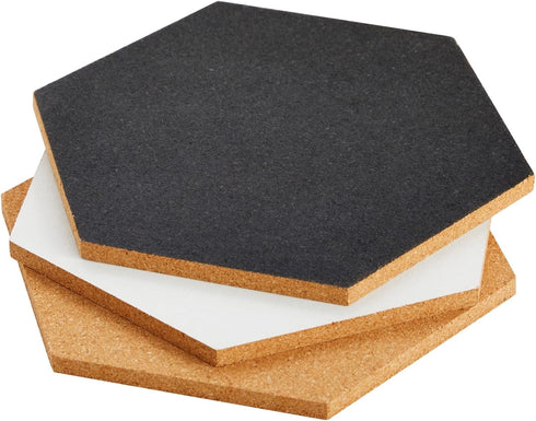 Juvale 3 Pack Hexagon Cork Board Tiles, Self-Adhesive Bulletin Boards for Walls (Small, 7.9 in)