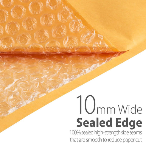 Fosmon #0 Extra Wide Kraft Bubble Mailer, 6.5x10 (100 Pack), Padded Shipping Mailing Envelopes for Gifts