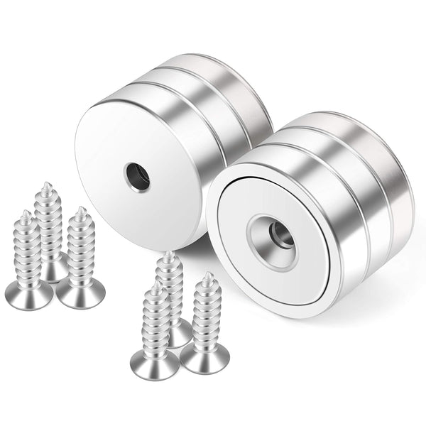 Neosmuk Magnets with Screws,60lbs+ Heavy Duty Rare Earth Neodymium Mounting Magnets with