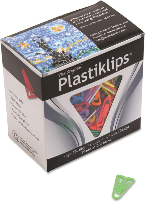 Baumgartens LP0300 Plastiklips Paper Clips, Medium, Assorted Colors, 500/Box
