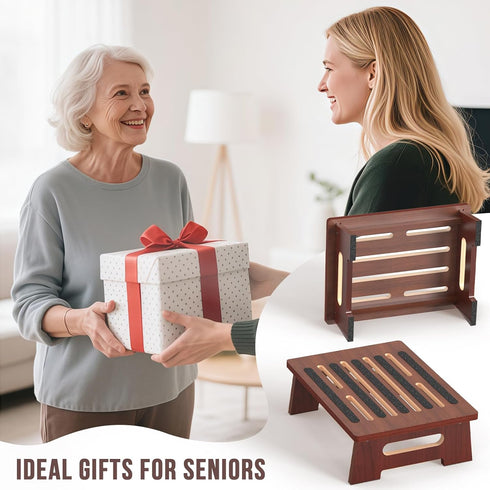 Woodever 450 LBS, One Step Stool for Adults Seniors Kids with Non-Slip Surface, Wood Stepping Stools for High Bed