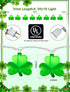 8.5Ft 10 Shamrock String Lights, St. Patrick's Day Decoration Lights with Green Lucky Grass, Plug-in Lucky Clover