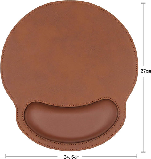 Leather Mouse Pad with Wrist Support, Ergonomic Memory Foam for Office, Gaming, Computer, Laptop Pain Relief