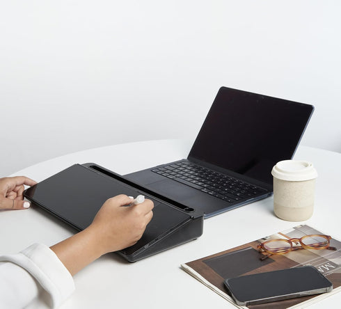 Garood Desktop Whiteboard with Wireless Fast Charger, Black Desk Organizer and Phone Holder