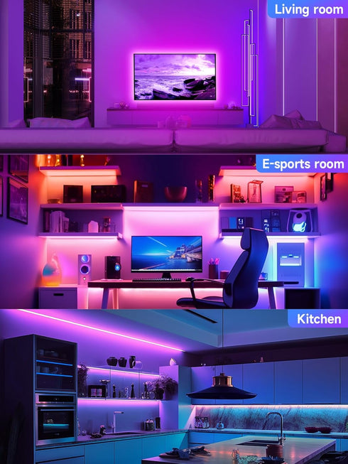 GIPOYENT TV LED Lights, 13.1ft RGB Color Changing Light Strip for 40-65 Inch TV with Bluetooth Function