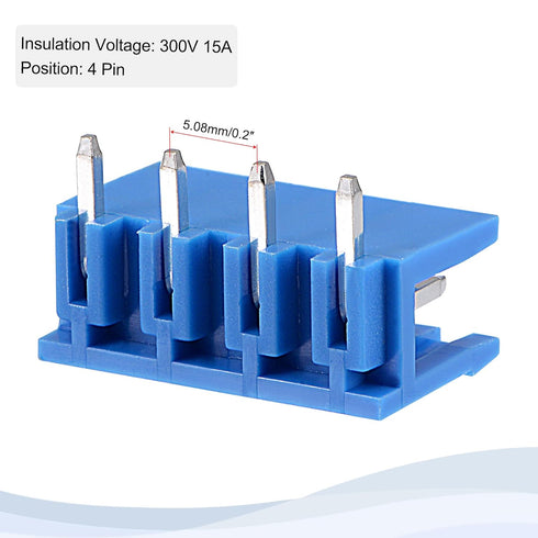 MECCANIXITY PCB Mount Screw Terminal Block, 5.08mm Pitch 4 Pin 15A Plug-in for Electrical Instruments, 10 Set