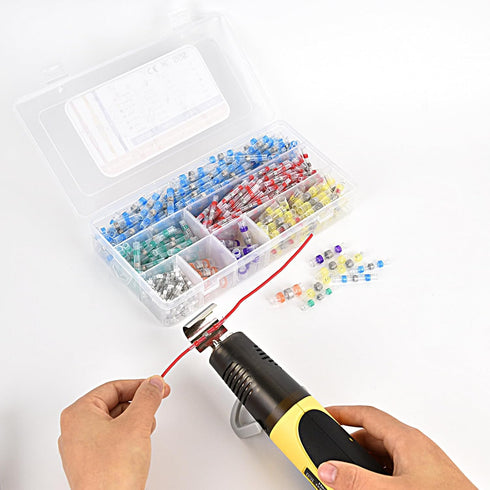 Upgraded 520PCS Solder Stick Wire Connectors with Heat Gun 450W, Waterproof Solder Wire Connector Kit for Marine