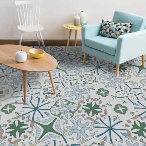 10 Pcs Hexagon Non-Slip Floor Sticker for Home Decor, Peel and Stick Self-Adhesive Wall Sticker, 7.9x9.1inch
