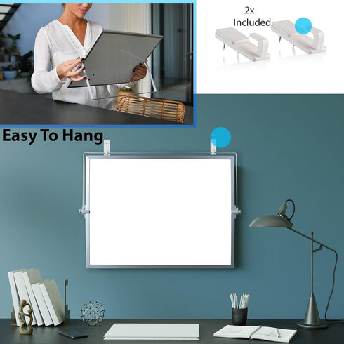 Large Magnetic Dry Erase White Board 12"X16" with Black Frame, Stand, 8 Markers, 4 Magnets, Eraser for Office