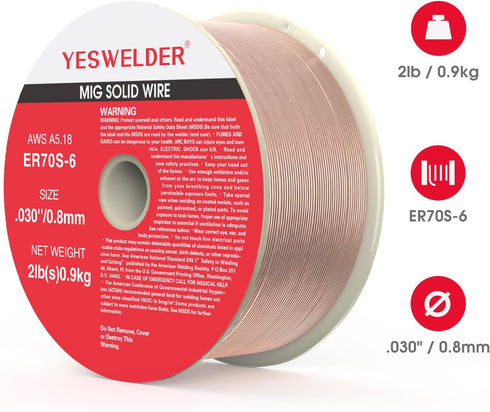 YESWELDER ER70S-6 .030-Inch - 2-Pound Spool Carbon Steel Mig Solid Welding Wire