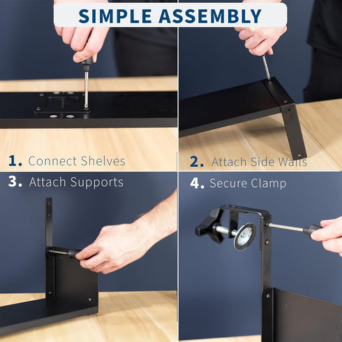 VIVO Single or Dual-Tier Hanging Shelf System, Black 12 or 24 inch Shelves for Home and Office Storage Display