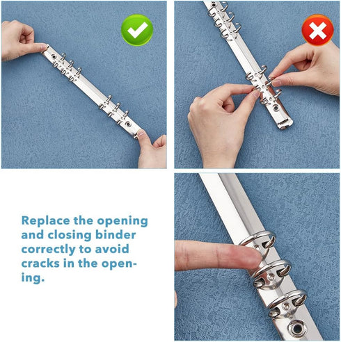 SUPERFINDINGS 4Pcs 6-Hole Ring Binder Mechanisms Replacement Kit, A5 Notebook, Metal Clip Ring Binder